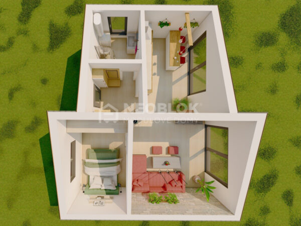 Modulový dům Rita II 3d půdorys